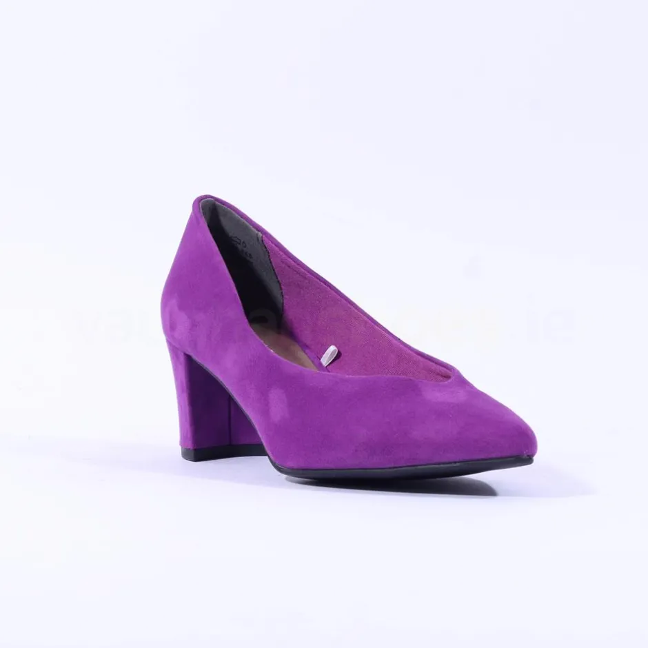 Women Marco Tozzi Baci V Cut Block Heel Court - Violet
