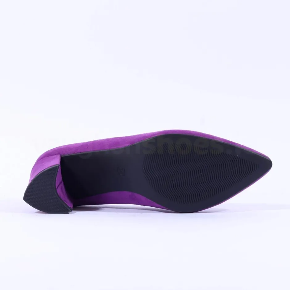 Women Marco Tozzi Baci V Cut Block Heel Court - Violet