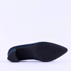 Women Marco Tozzi Baci V Cut Block Heel Court - Navy