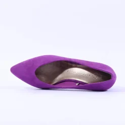 Women Marco Tozzi Baci V Cut Block Heel Court - Violet