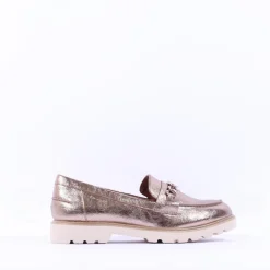 Women Tamaris Badam Chunky Sole Link Loafer - Light Gold