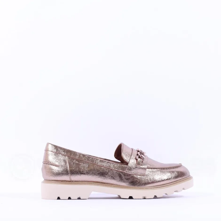 Women Tamaris Badam Chunky Sole Link Loafer - Light Gold