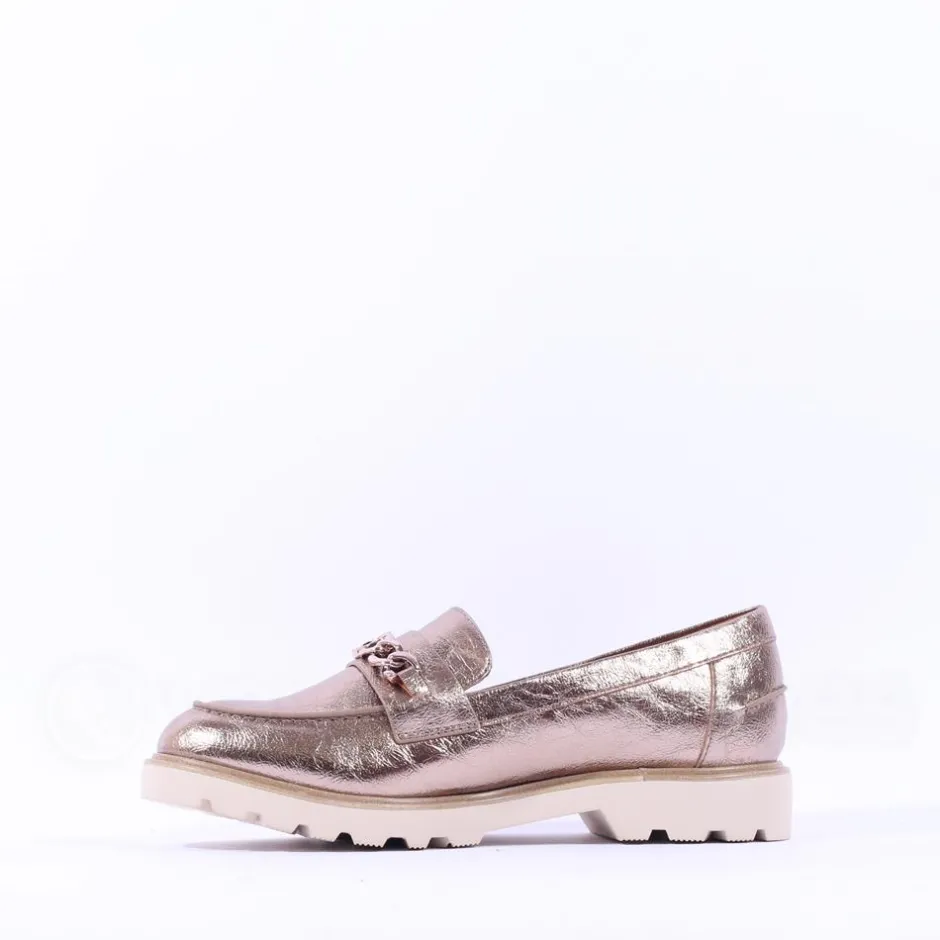 Women Tamaris Badam Chunky Sole Link Loafer - Light Gold