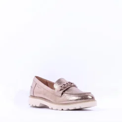 Women Tamaris Badam Chunky Sole Link Loafer - Light Gold