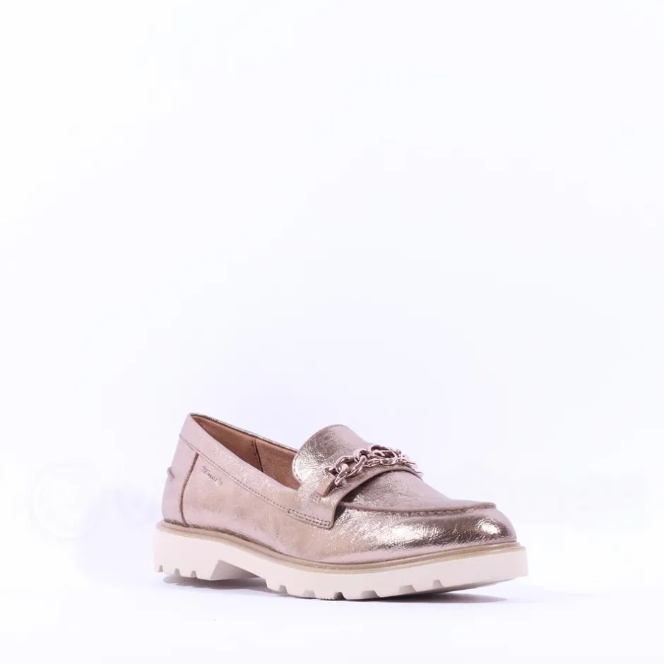 Women Tamaris Badam Chunky Sole Link Loafer - Light Gold
