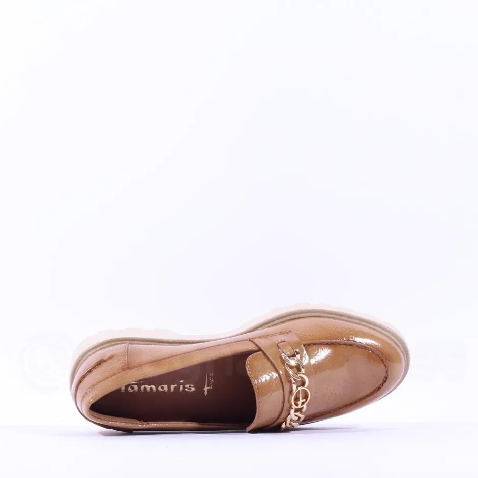 Women Tamaris Badam Chunky Sole Link Loafer - Camel