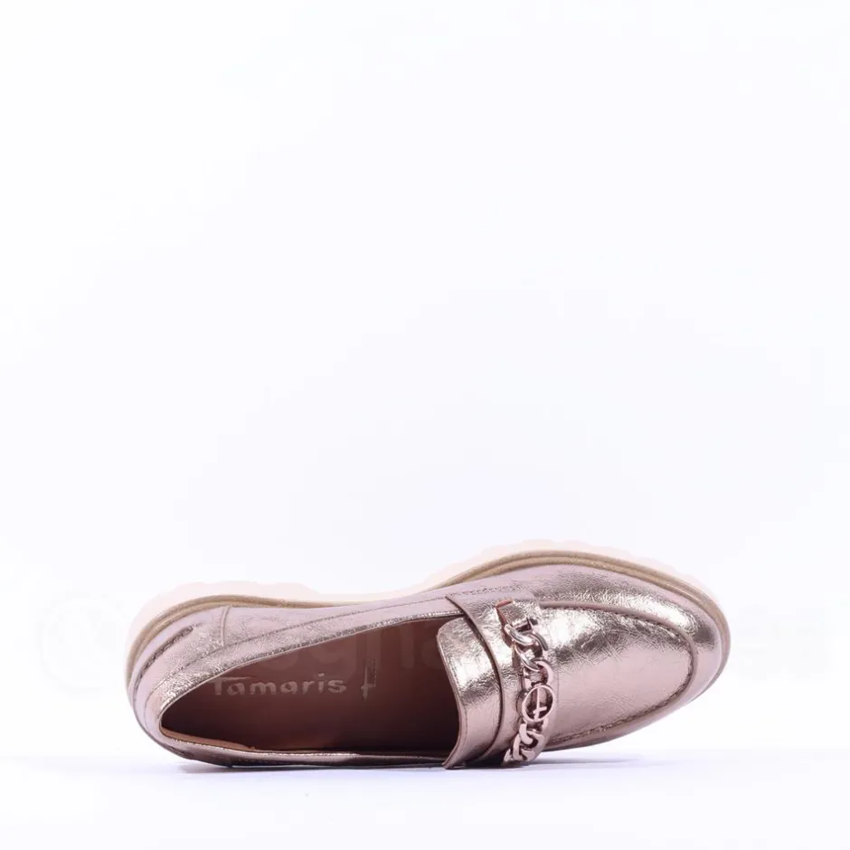 Women Tamaris Badam Chunky Sole Link Loafer - Light Gold