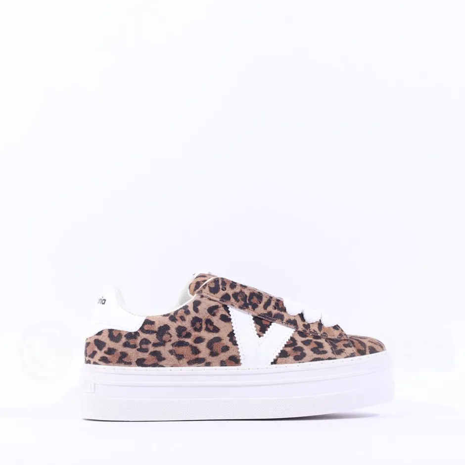 Women Victoria Barcelona Platform Lace Trainer - Leopard Print