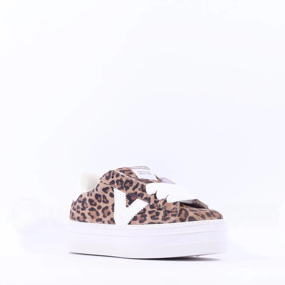 Women Victoria Barcelona Platform Lace Trainer - Leopard Print
