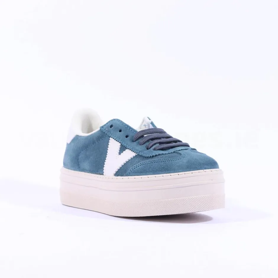Women Victoria Barcelona Platform Laced T Toe - Petrol