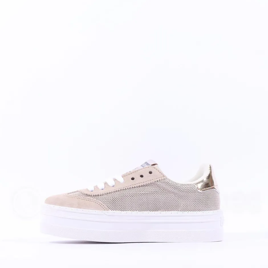 Women Victoria Barcelona Platform Mesh Trainer - Gold