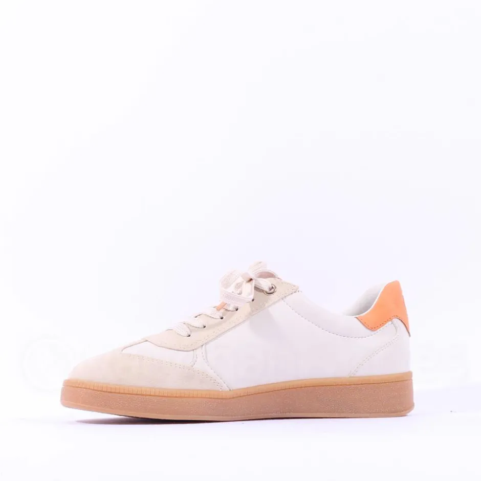 Women Marco Tozzi Bargi Sidezip Gum Trainer - Cream Orange