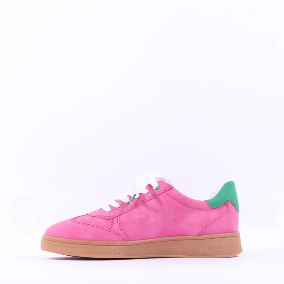 Women Marco Tozzi Bargi Sidezip Gum Trainer - Pink Green