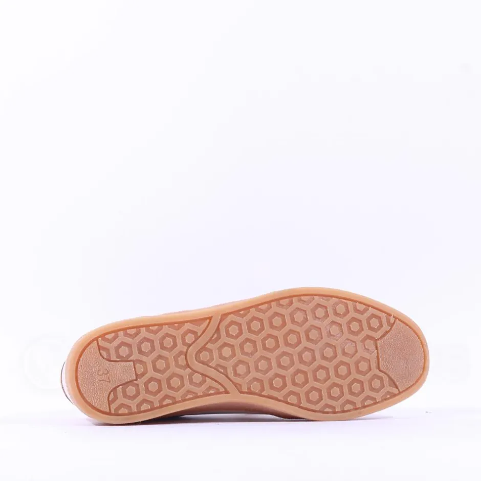 Women Marco Tozzi Bargi Sidezip Gum Trainer - Cream Orange