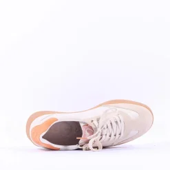 Women Marco Tozzi Bargi Sidezip Gum Trainer - Cream Orange