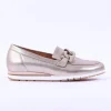 Women Gabor Bea Low Wedge Link Loafer - Metallic Leather
