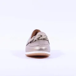 Women Gabor Bea Low Wedge Link Loafer - Metallic Leather