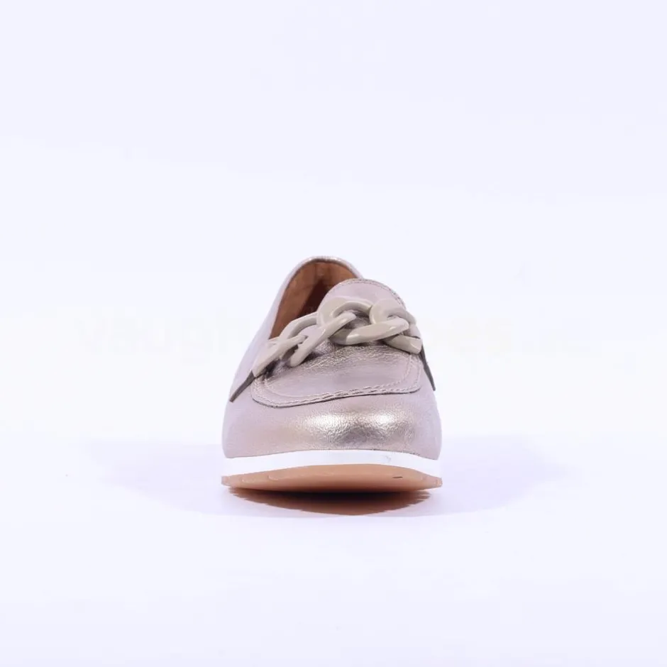 Women Gabor Bea Low Wedge Link Loafer - Metallic Leather