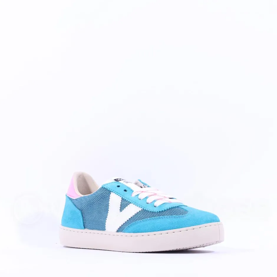 Women Victoria Berlin Mesh T Toe Laced Trainer - Turquoise