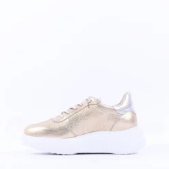 Women Wonders Berlin Platform Bungee Trainer - Gold Silver