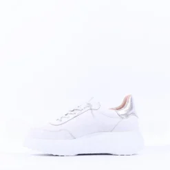 Women Wonders Berlin Platform Bungee Trainer - White Silver