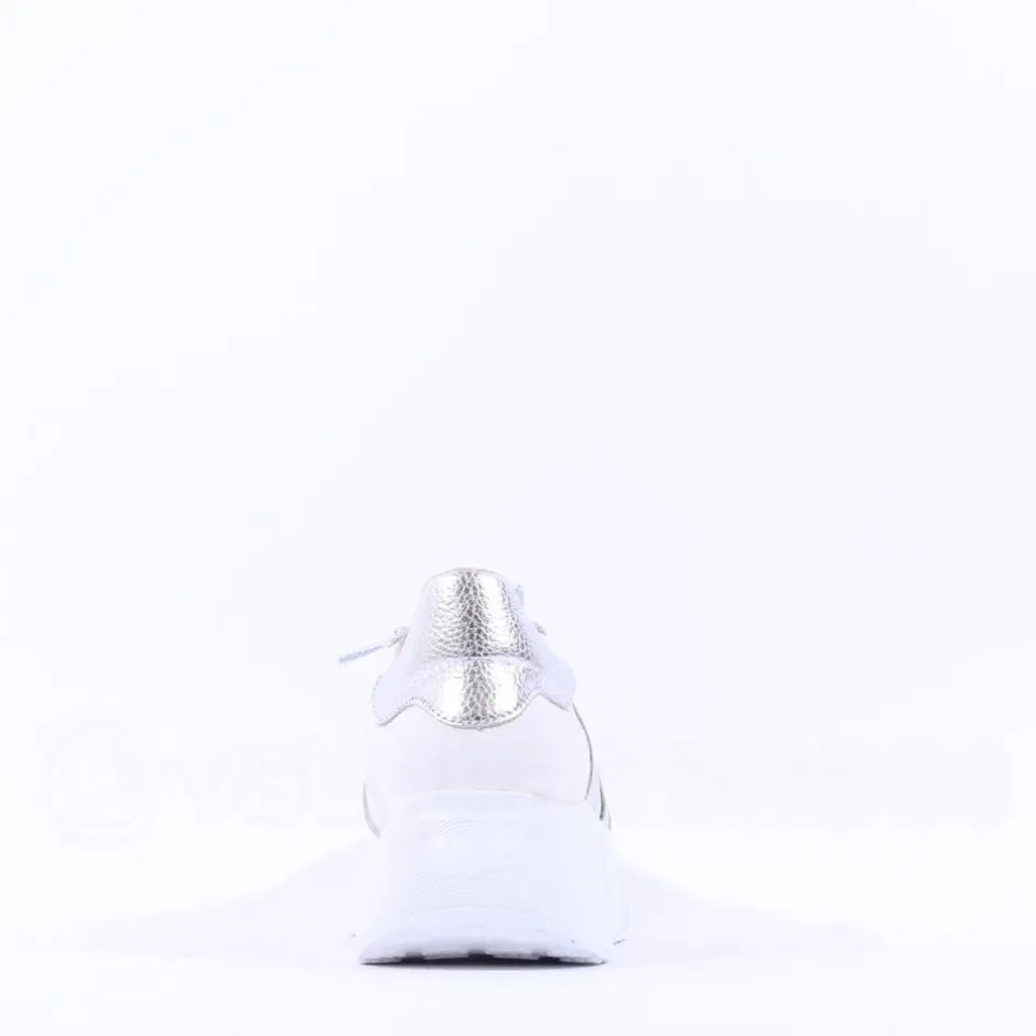 Women Wonders Berlin Platform Bungee Trainer - White Silver