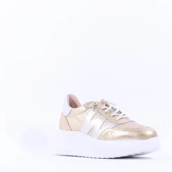 Women Wonders Berlin Platform Bungee Trainer - Gold Silver