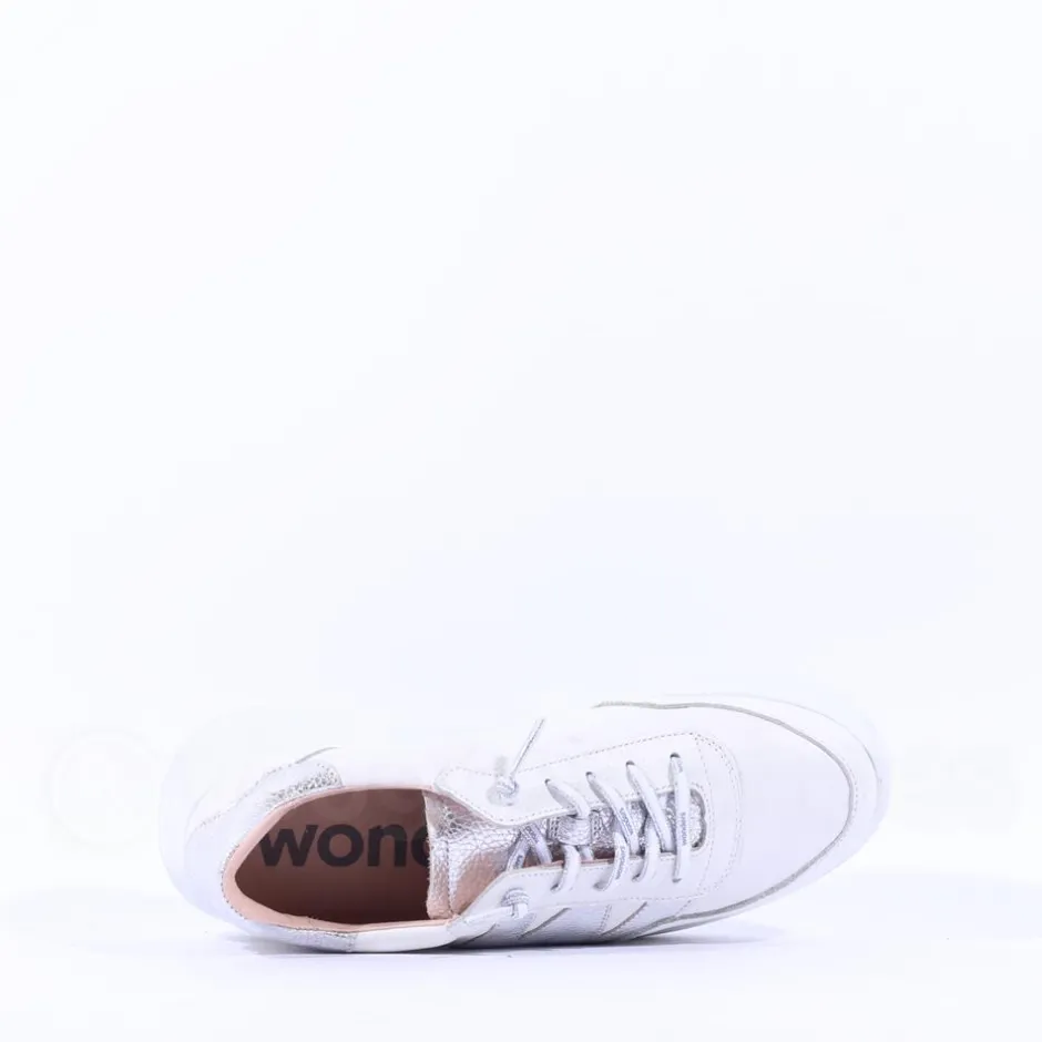 Women Wonders Berlin Platform Bungee Trainer - White Silver
