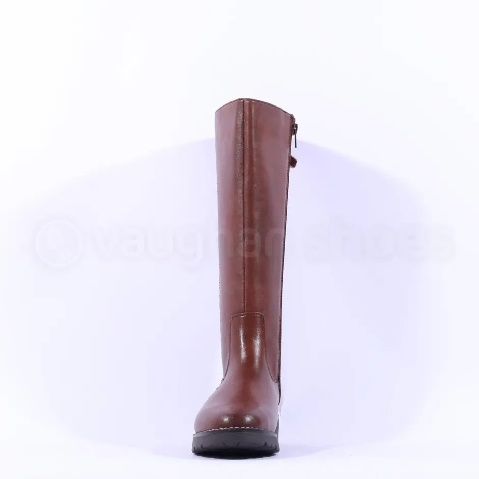 Women Jana Betty Knee High Boot Calf Zip - Cognac