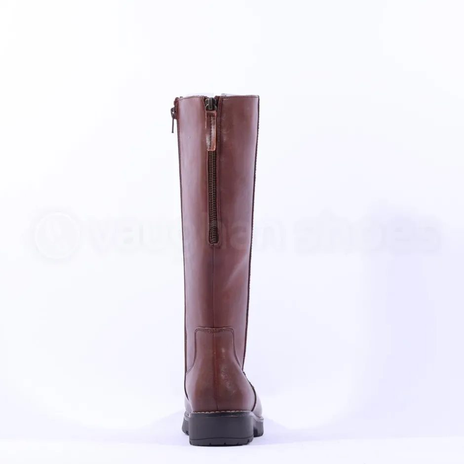 Women Jana Betty Knee High Boot Calf Zip - Cognac