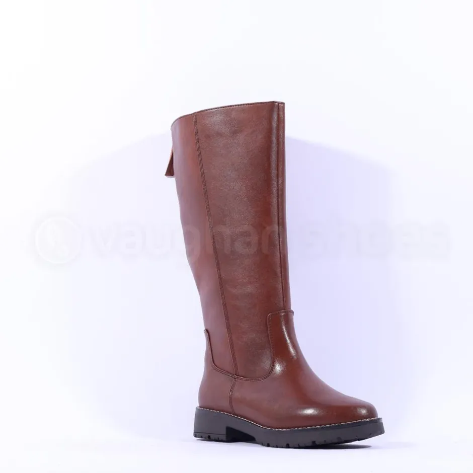Women Jana Betty Knee High Boot Calf Zip - Cognac