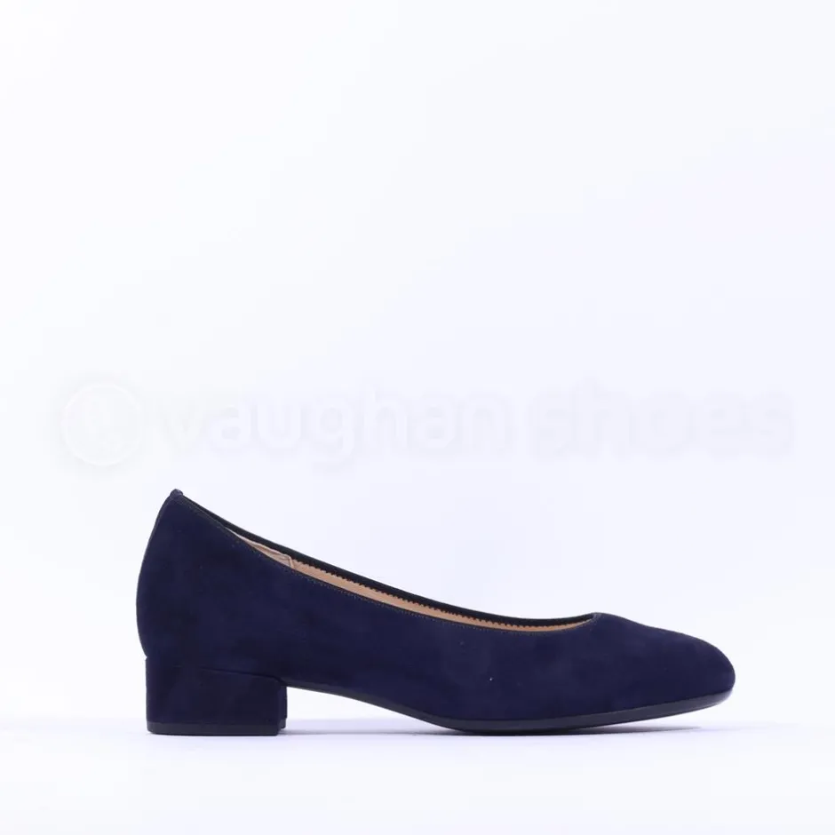 Women Gabor Betty Low Heel Classic Court - Navy Suede