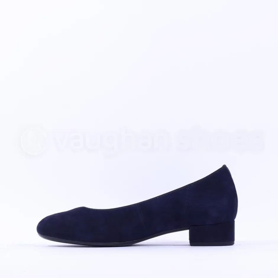 Women Gabor Betty Low Heel Classic Court - Navy Suede