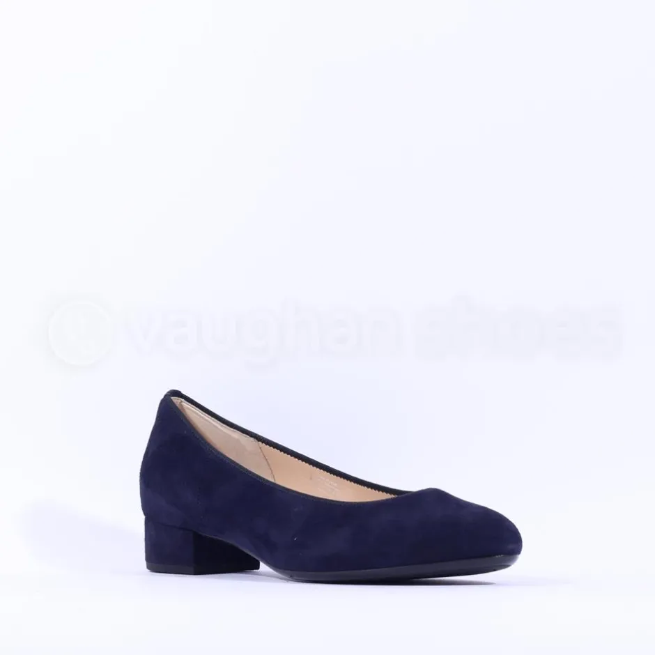Women Gabor Betty Low Heel Classic Court - Navy Suede