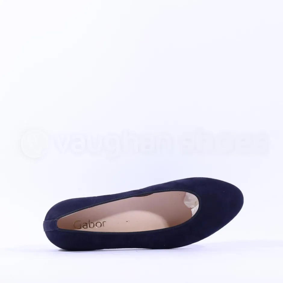 Women Gabor Betty Low Heel Classic Court - Navy Suede