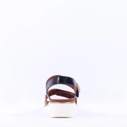 Women Ara Bilbao Twin Velcro Wedge Sandal - Black Leopard Combi