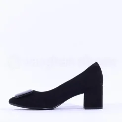Women Marco Tozzi Bitto Square Brooch Heel - Black