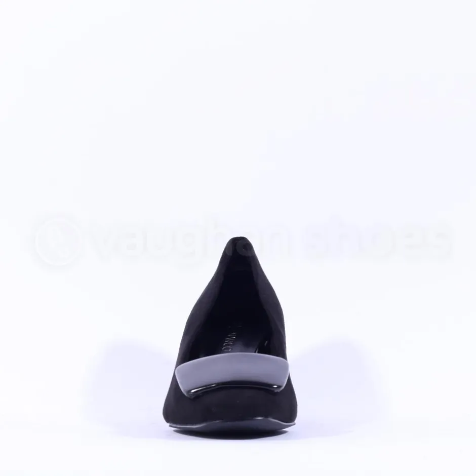 Women Marco Tozzi Bitto Square Brooch Heel - Black