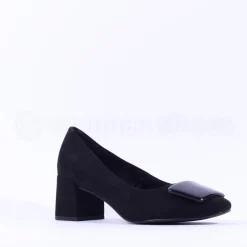Women Marco Tozzi Bitto Square Brooch Heel - Black