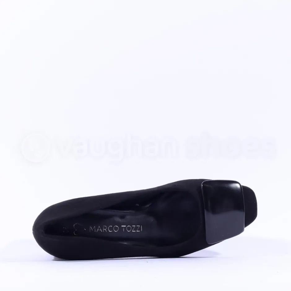 Women Marco Tozzi Bitto Square Brooch Heel - Black