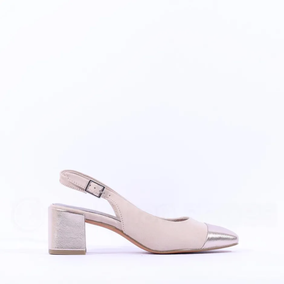 Women Marco Tozzi Bitto Toecap Slingback Court - Dune Combi