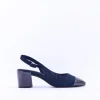 Women Marco Tozzi Bitto Toecap Slingback Court - Navy Combi