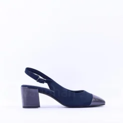 Women Marco Tozzi Bitto Toecap Slingback Court - Navy Combi