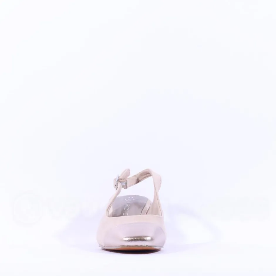 Women Marco Tozzi Bitto Toecap Slingback Court - Dune Combi
