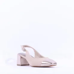 Women Marco Tozzi Bitto Toecap Slingback Court - Dune Combi