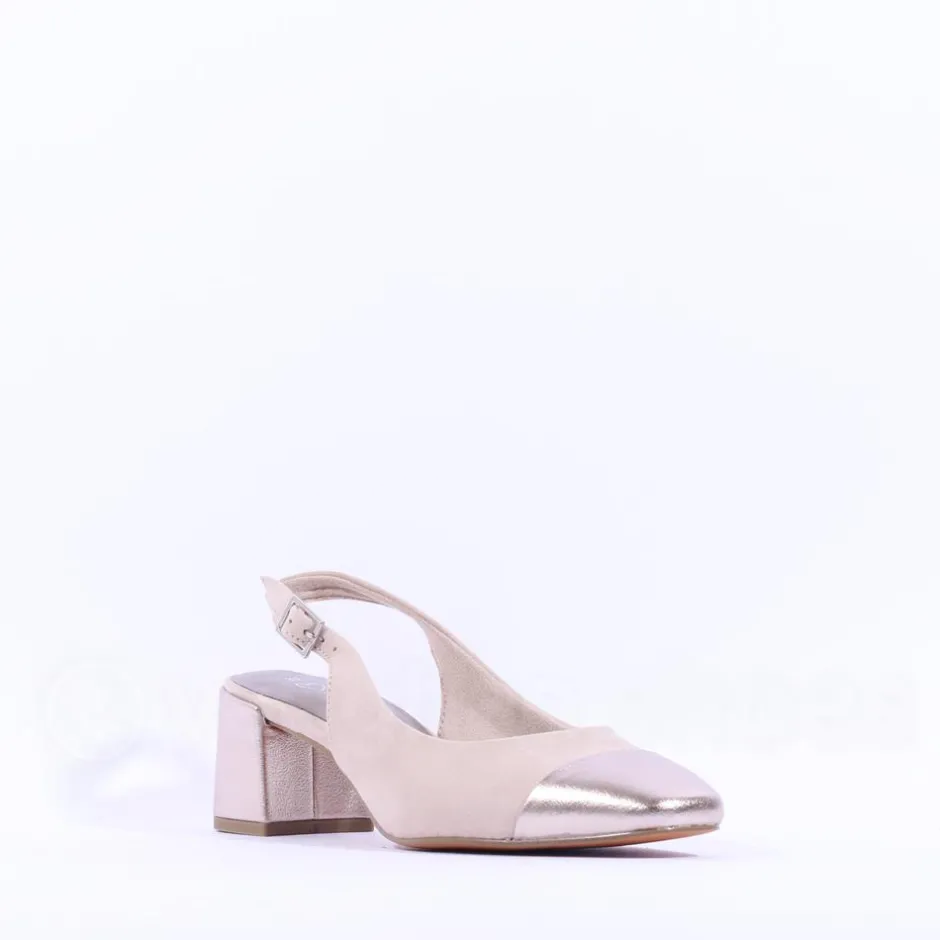 Women Marco Tozzi Bitto Toecap Slingback Court - Dune Combi