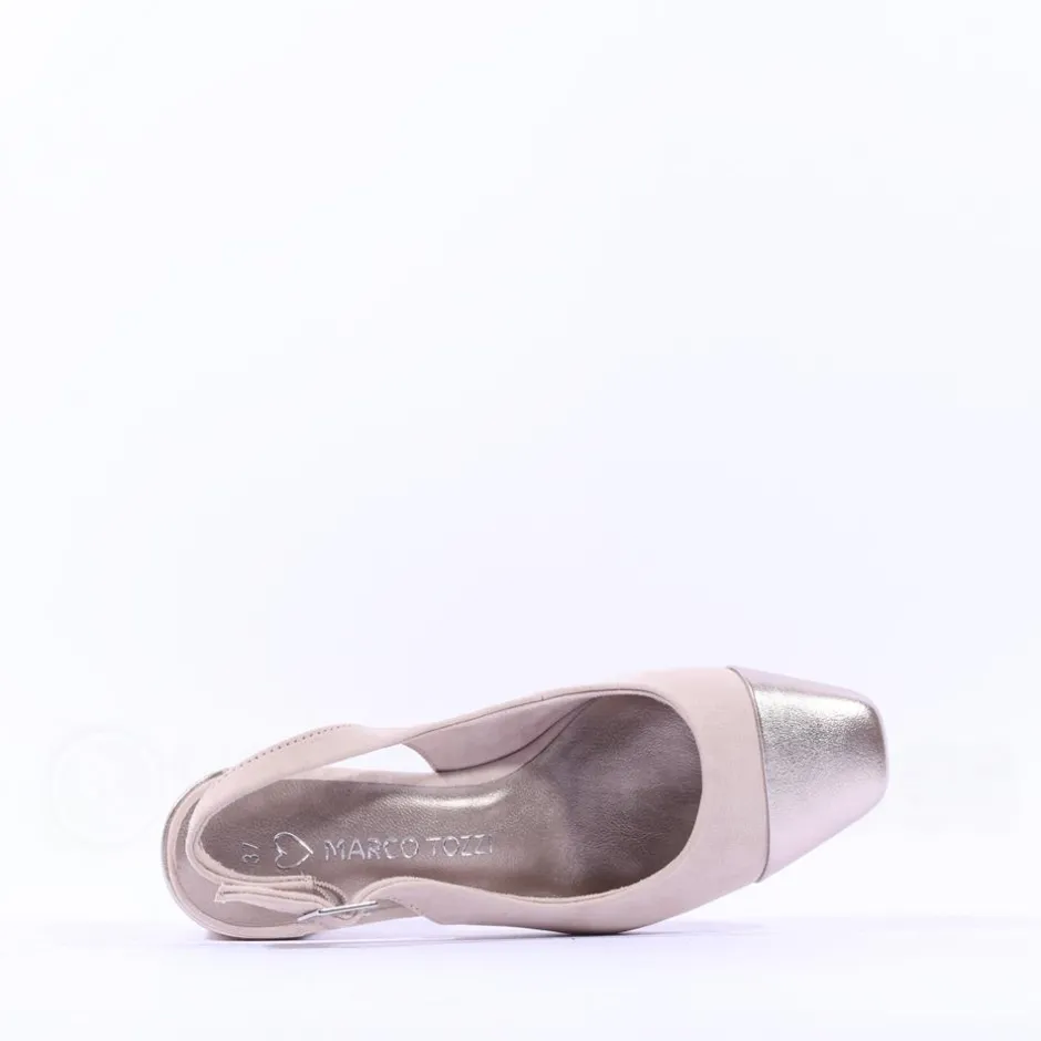 Women Marco Tozzi Bitto Toecap Slingback Court - Dune Combi