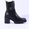 Women NeroGiardini Block Heel Gusset Boot - Black Gold Leather