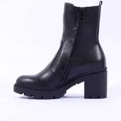 Women NeroGiardini Block Heel Gusset Boot - Black Gold Leather