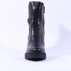 Women NeroGiardini Block Heel Gusset Boot - Black Gold Leather